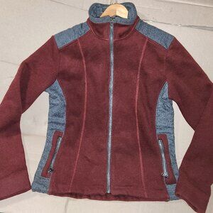 Kuhl Size L Burgundy Gray Full Zip Alfpaca Fleece Women's Jacket